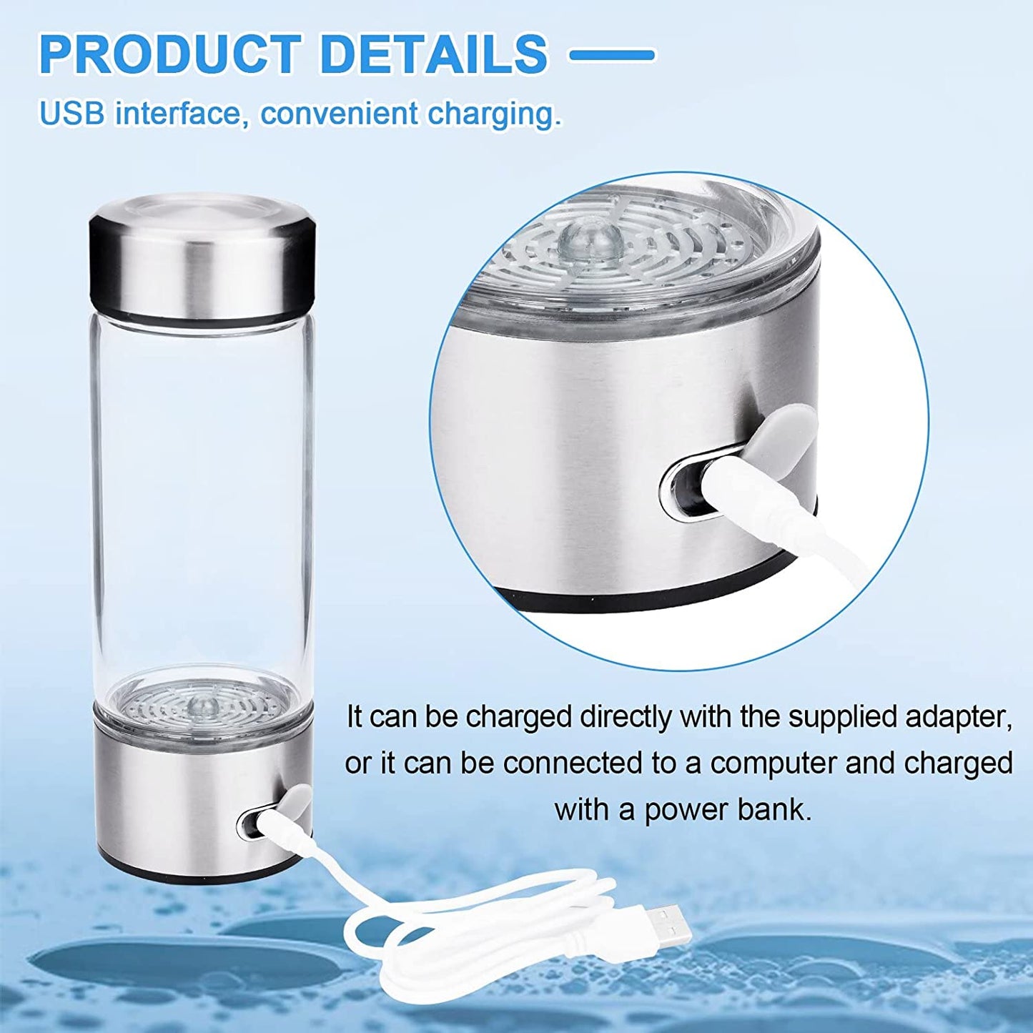 Hydrogen Water Bottle - Hydrogen-Rich Water Ionizer Tumbler